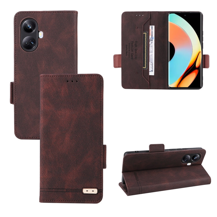 For Realme 10 Pro+ Magnetic Clasp Leather Phone Case