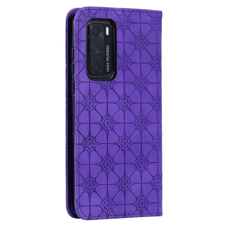 For Huawei P40 Lucky Flowers Embossing Pattern Magnetic Horizontal Flip Leather Case with Holder & Card Slots