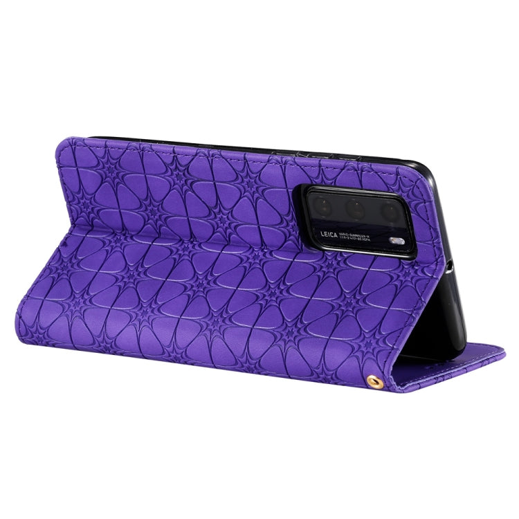 For Huawei P40 Lucky Flowers Embossing Pattern Magnetic Horizontal Flip Leather Case with Holder & Card Slots