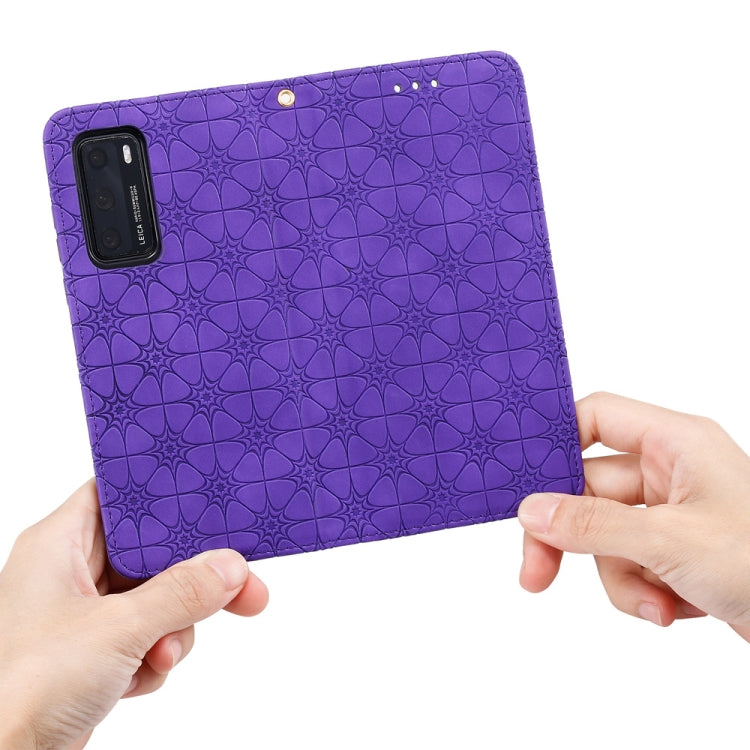 For Huawei P40 Lucky Flowers Embossing Pattern Magnetic Horizontal Flip Leather Case with Holder & Card Slots