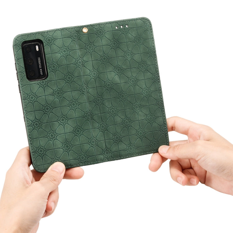 For Huawei P40 Lucky Flowers Embossing Pattern Magnetic Horizontal Flip Leather Case with Holder & Card Slots