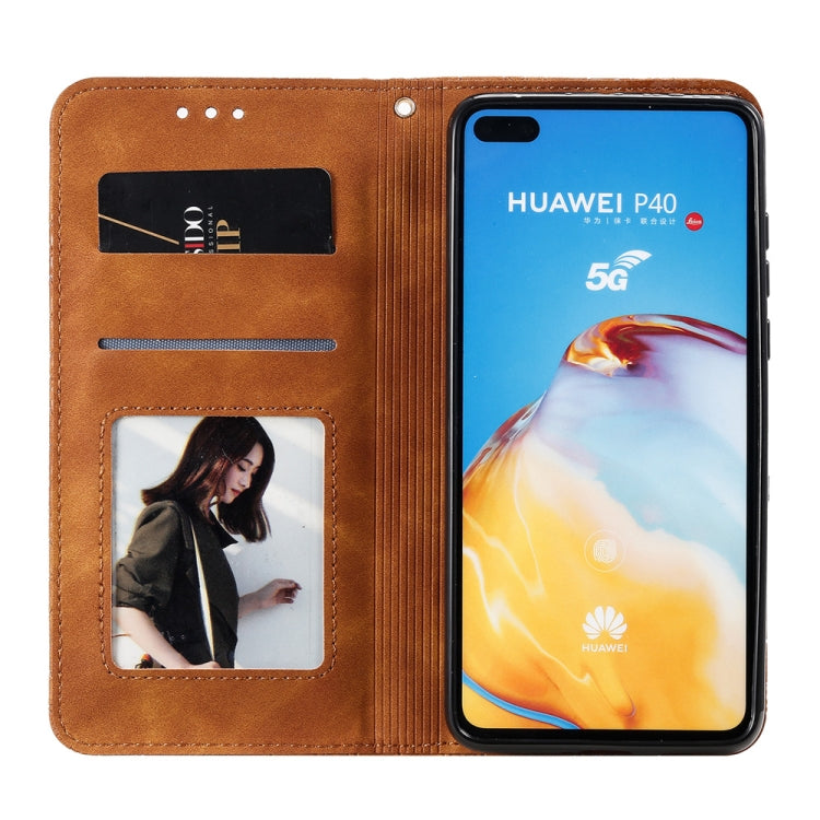 For Huawei P40 Lucky Flowers Embossing Pattern Magnetic Horizontal Flip Leather Case with Holder & Card Slots