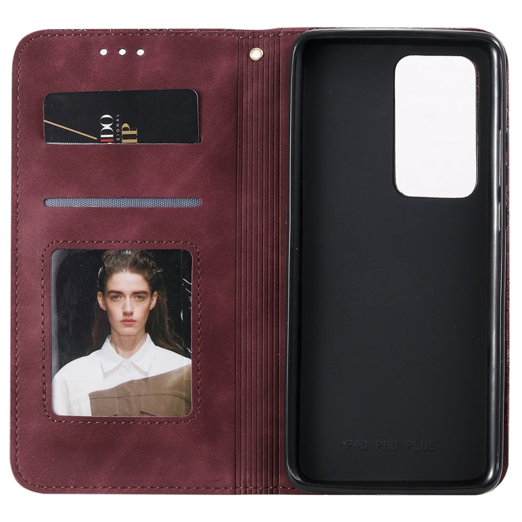 For Huawei P40 Pro+ Lucky Flowers Embossing Pattern Magnetic Horizontal Flip Leather Case with Holder & Card Slots