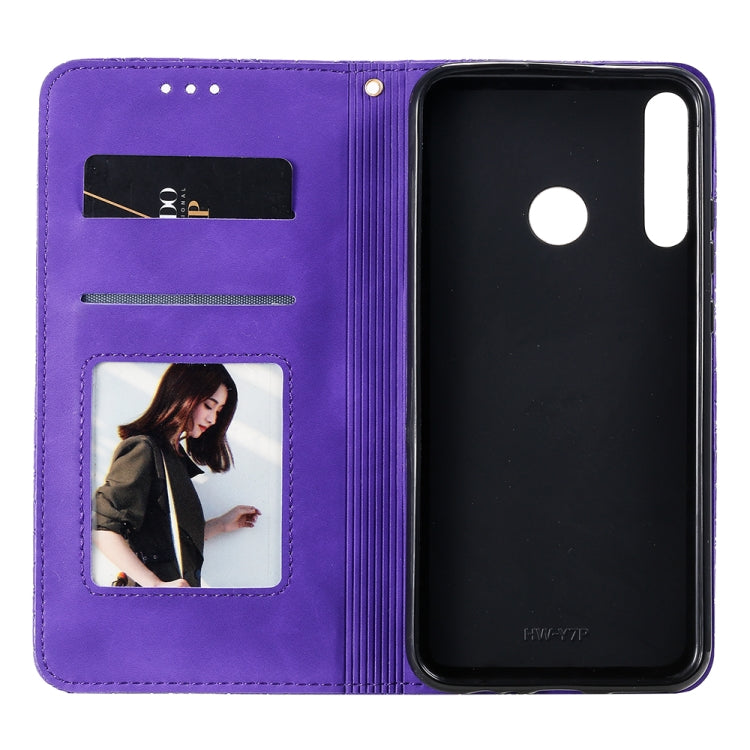 For Huawei P40 lite E / Y7p 2020 Lucky Flowers Embossing Pattern Magnetic Horizontal Flip Leather Case with Holder & Card Slots