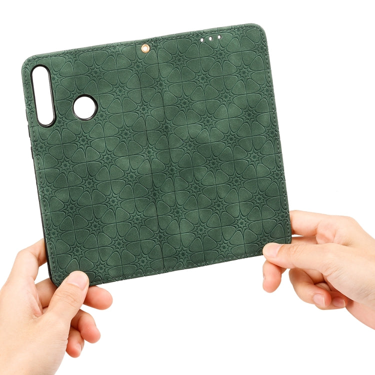 For Huawei P40 lite E / Y7p 2020 Lucky Flowers Embossing Pattern Magnetic Horizontal Flip Leather Case with Holder & Card Slots