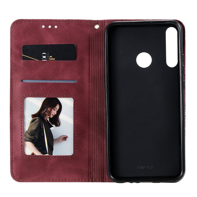 For Huawei P40 lite E / Y7p 2020 Lucky Flowers Embossing Pattern Magnetic Horizontal Flip Leather Case with Holder & Card Slots