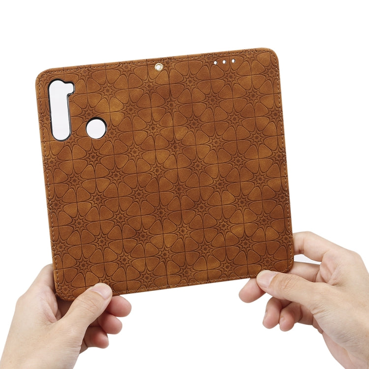 For Xiaomi Redmi Note 8T Lucky Flowers Embossing Pattern Magnetic Horizontal Flip Leather Case with Holder & Card Slots