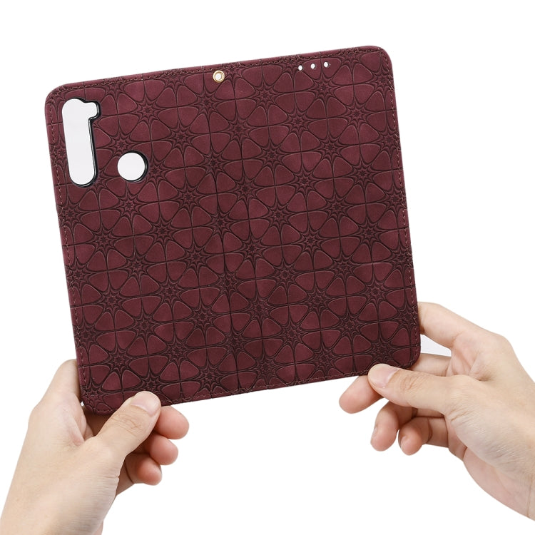 For Xiaomi Redmi Note 8T Lucky Flowers Embossing Pattern Magnetic Horizontal Flip Leather Case with Holder & Card Slots