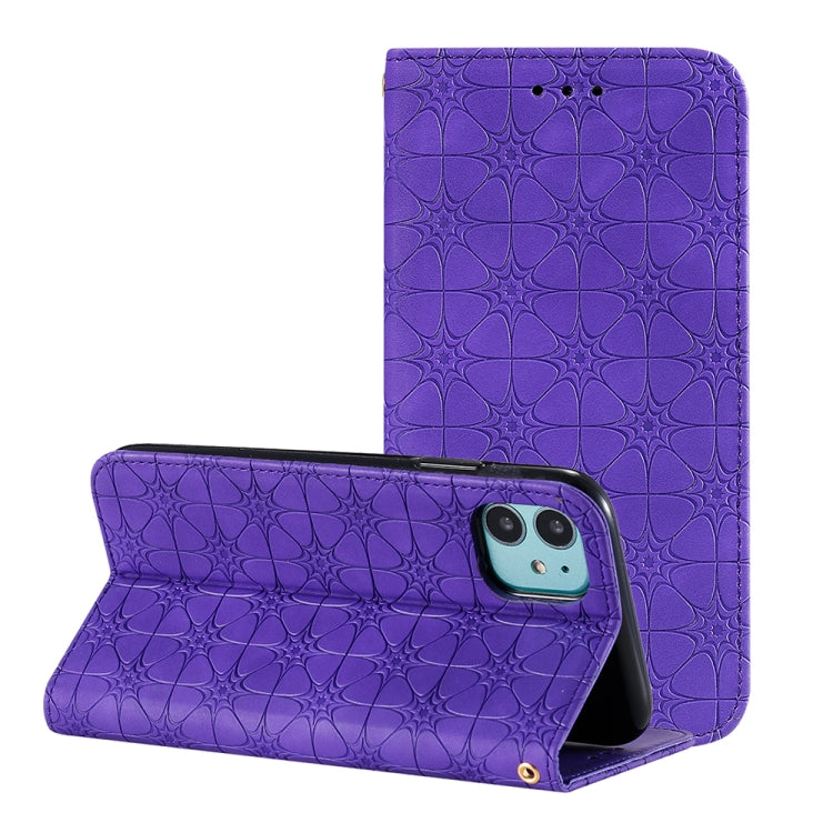 For iPhone 11 Lucky Flowers Embossing Pattern Magnetic Horizontal Flip Leather Case with Holder & Card Slots