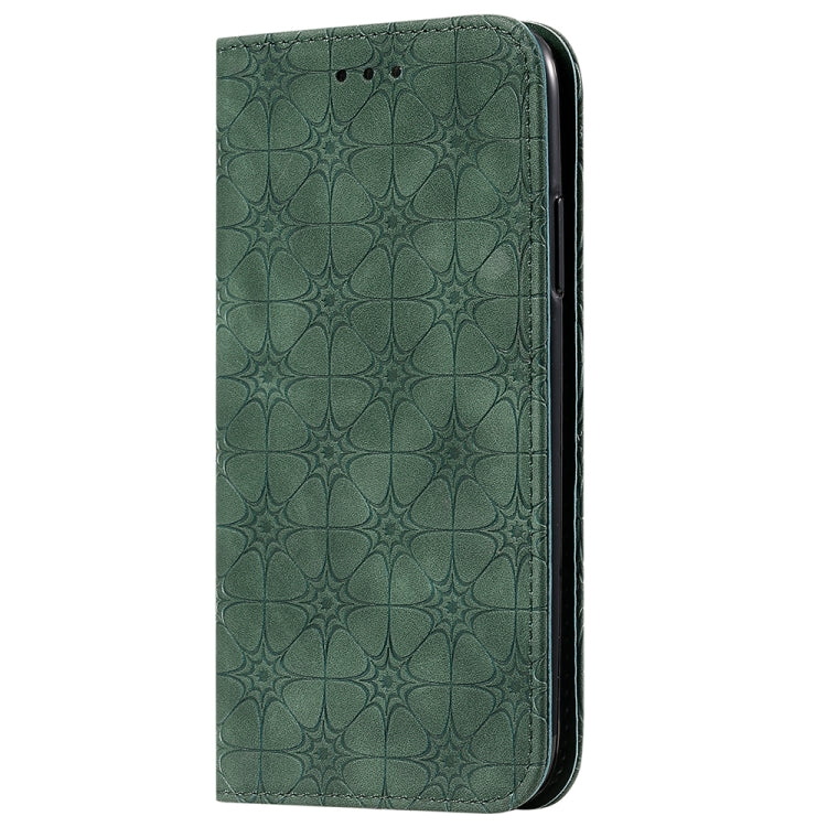 For iPhone 11 Lucky Flowers Embossing Pattern Magnetic Horizontal Flip Leather Case with Holder & Card Slots