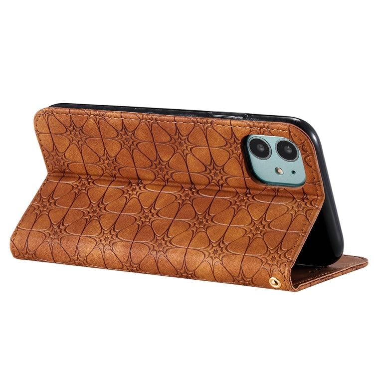 For iPhone 11 Lucky Flowers Embossing Pattern Magnetic Horizontal Flip Leather Case with Holder & Card Slots