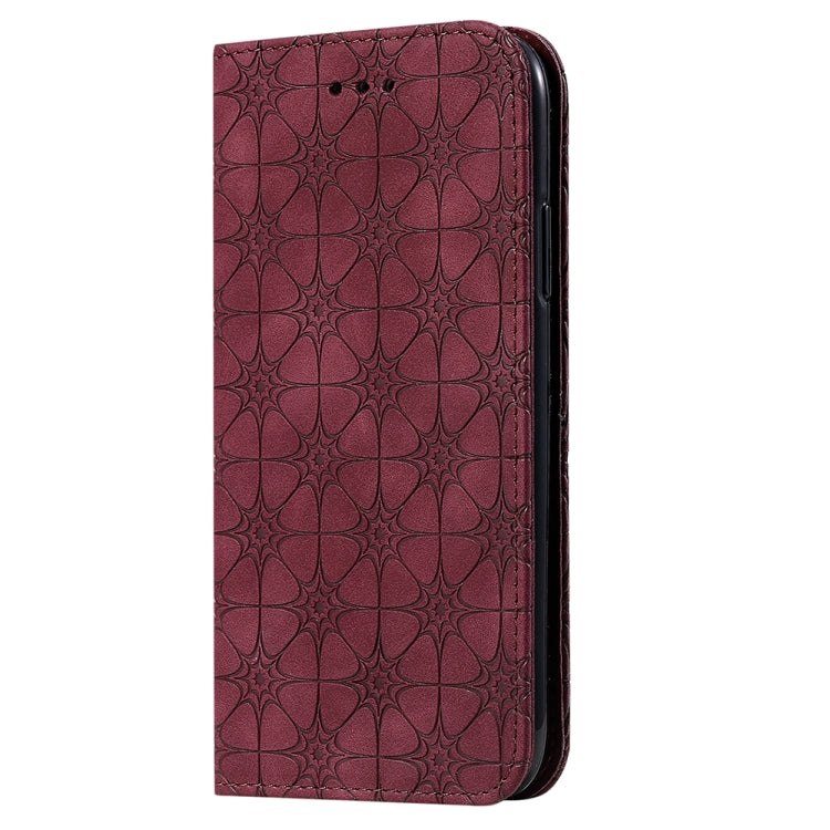 For iPhone 11 Lucky Flowers Embossing Pattern Magnetic Horizontal Flip Leather Case with Holder & Card Slots
