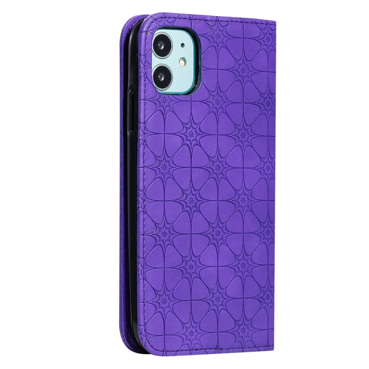 For iPhone 11 Pro Lucky Flowers Embossing Pattern Magnetic Horizontal Flip Leather Casewith Holder & Card Slots
