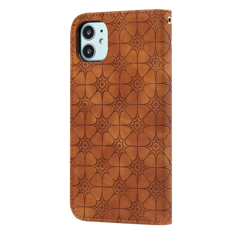 For iPhone 11 Pro Lucky Flowers Embossing Pattern Magnetic Horizontal Flip Leather Casewith Holder & Card Slots