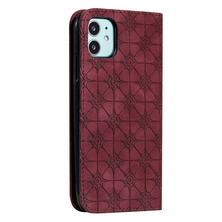 For iPhone 11 Pro Lucky Flowers Embossing Pattern Magnetic Horizontal Flip Leather Casewith Holder & Card Slots