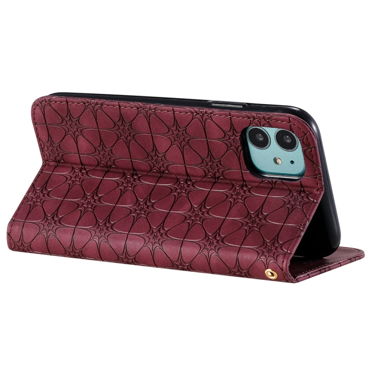 For iPhone 11 Pro Lucky Flowers Embossing Pattern Magnetic Horizontal Flip Leather Casewith Holder & Card Slots