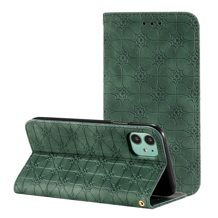 For iPhone 11 Pro Max Lucky Flowers Embossing Pattern Magnetic Horizontal Flip Leather Case with Holder & Card Slots