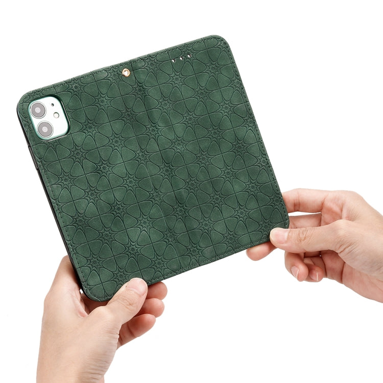 For iPhone 11 Pro Max Lucky Flowers Embossing Pattern Magnetic Horizontal Flip Leather Case with Holder & Card Slots