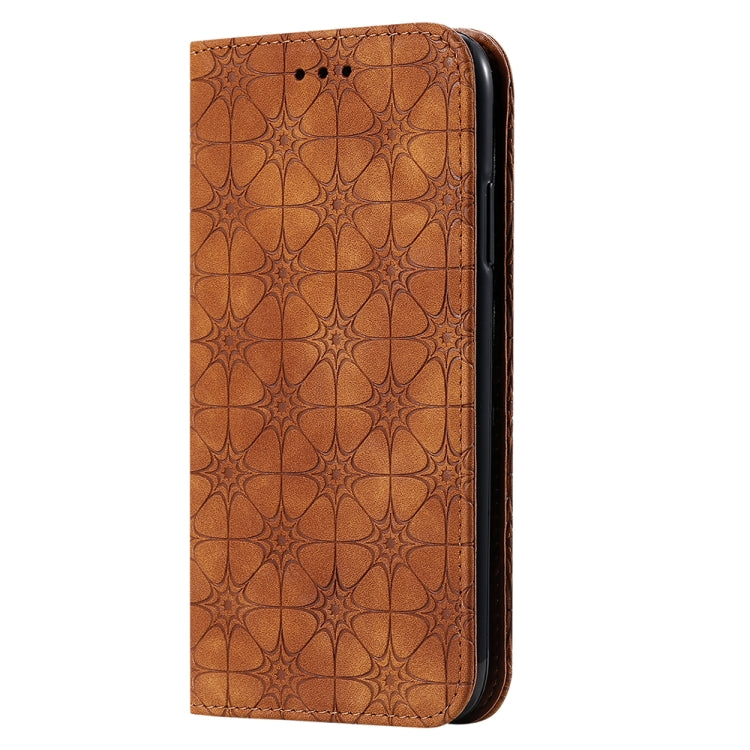 For iPhone 11 Pro Max Lucky Flowers Embossing Pattern Magnetic Horizontal Flip Leather Case with Holder & Card Slots