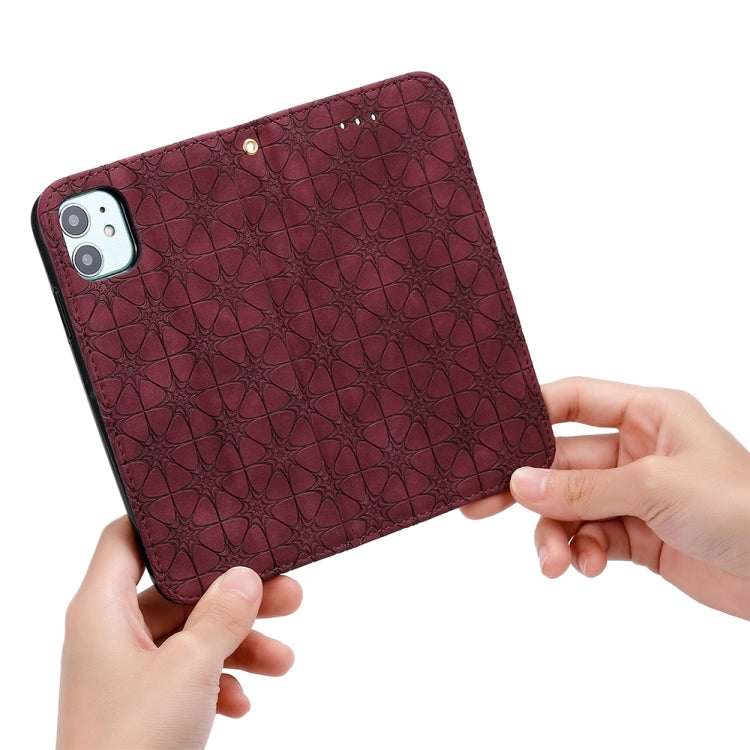 For iPhone 11 Pro Max Lucky Flowers Embossing Pattern Magnetic Horizontal Flip Leather Case with Holder & Card Slots
