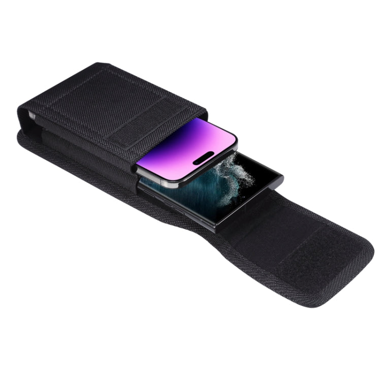 For 6.5-6.9 inch Smartphones Vertical Double Grid Oxford Cloth Phone Case(Black)