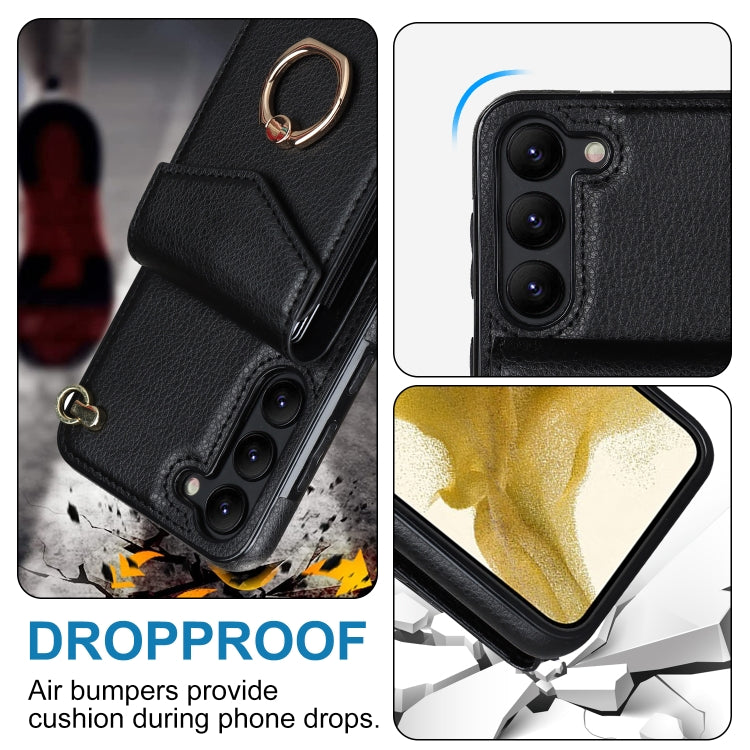 For Samsung Galaxy S23+ 5G Ring Holder RFID Card Slot Phone Case