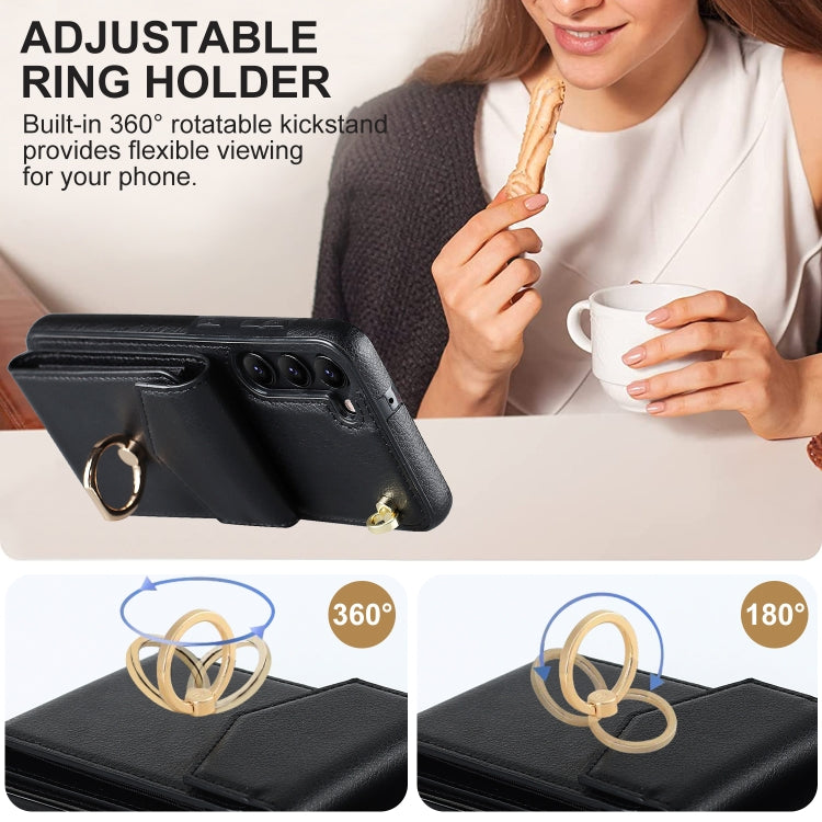 For Samsung Galaxy S23+ 5G Ring Holder RFID Card Slot Phone Case