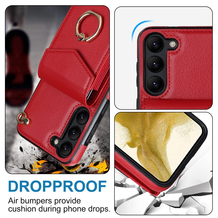 For Samsung Galaxy S23+ 5G Ring Holder RFID Card Slot Phone Case