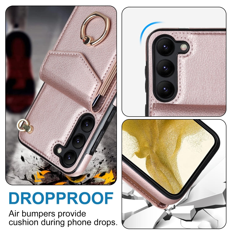 For Samsung Galaxy S23+ 5G Ring Holder RFID Card Slot Phone Case