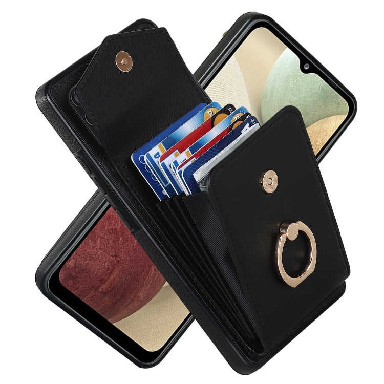 For Samsung Galaxy A12 Ring Holder RFID Card Slot Phone Case