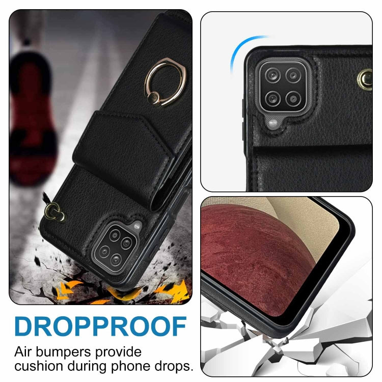 For Samsung Galaxy A12 Ring Holder RFID Card Slot Phone Case