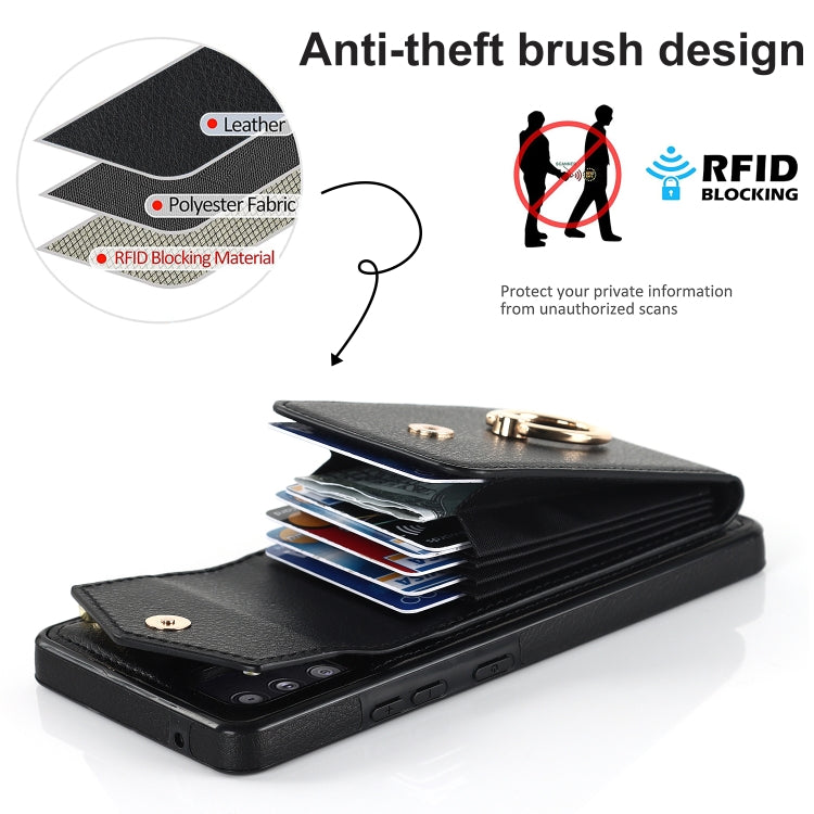 For Samsung Galaxy A12 Ring Holder RFID Card Slot Phone Case
