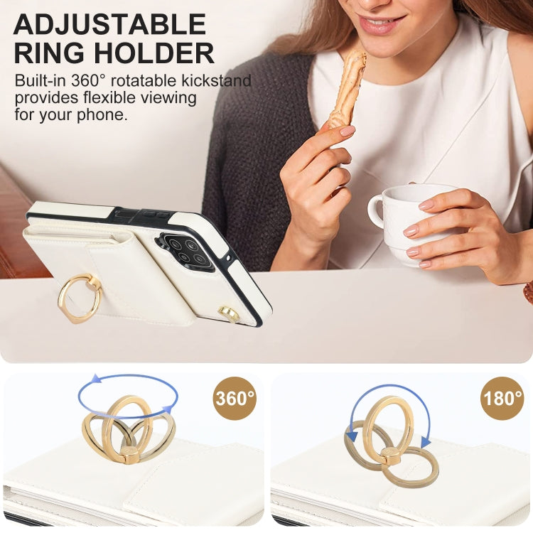 For Samsung Galaxy A12 Ring Holder RFID Card Slot Phone Case
