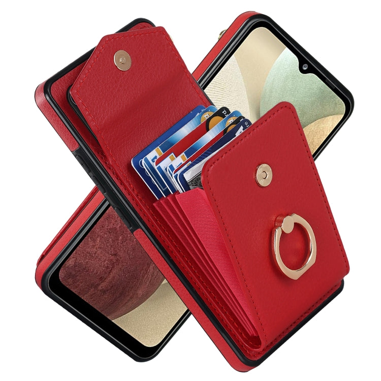 For Samsung Galaxy A12 Ring Holder RFID Card Slot Phone Case