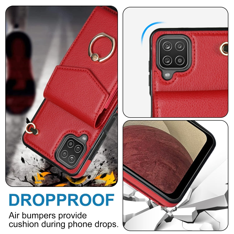 For Samsung Galaxy A12 Ring Holder RFID Card Slot Phone Case