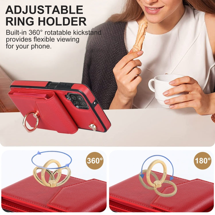 For Samsung Galaxy A12 Ring Holder RFID Card Slot Phone Case