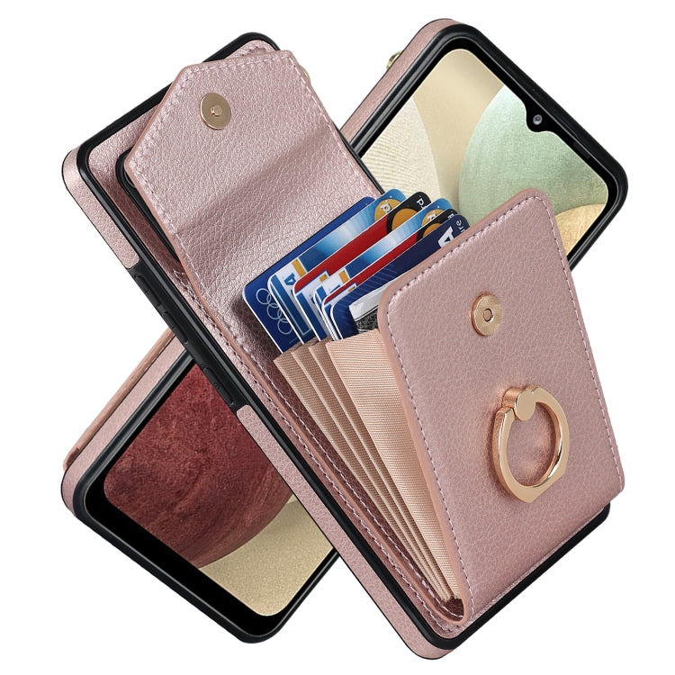 For Samsung Galaxy A12 Ring Holder RFID Card Slot Phone Case