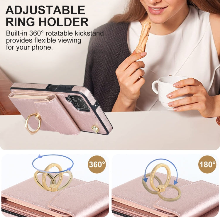 For Samsung Galaxy A12 Ring Holder RFID Card Slot Phone Case