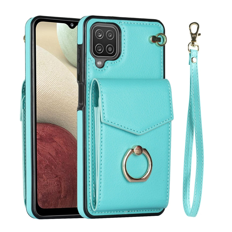 For Samsung Galaxy A12 Ring Holder RFID Card Slot Phone Case