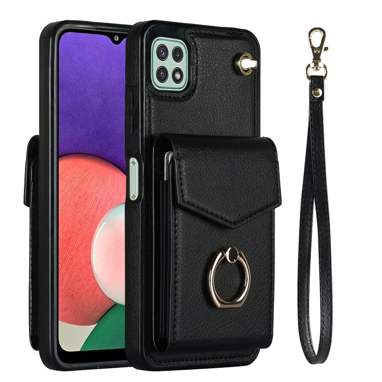 For Samsung Galaxy A22 5G Ring Holder RFID Card Slot Phone Case