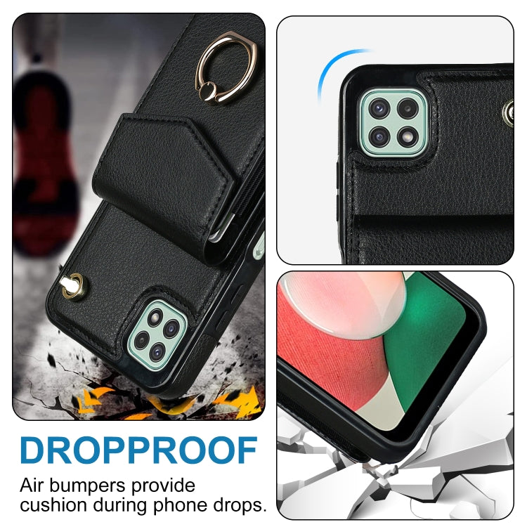 For Samsung Galaxy A22 5G Ring Holder RFID Card Slot Phone Case
