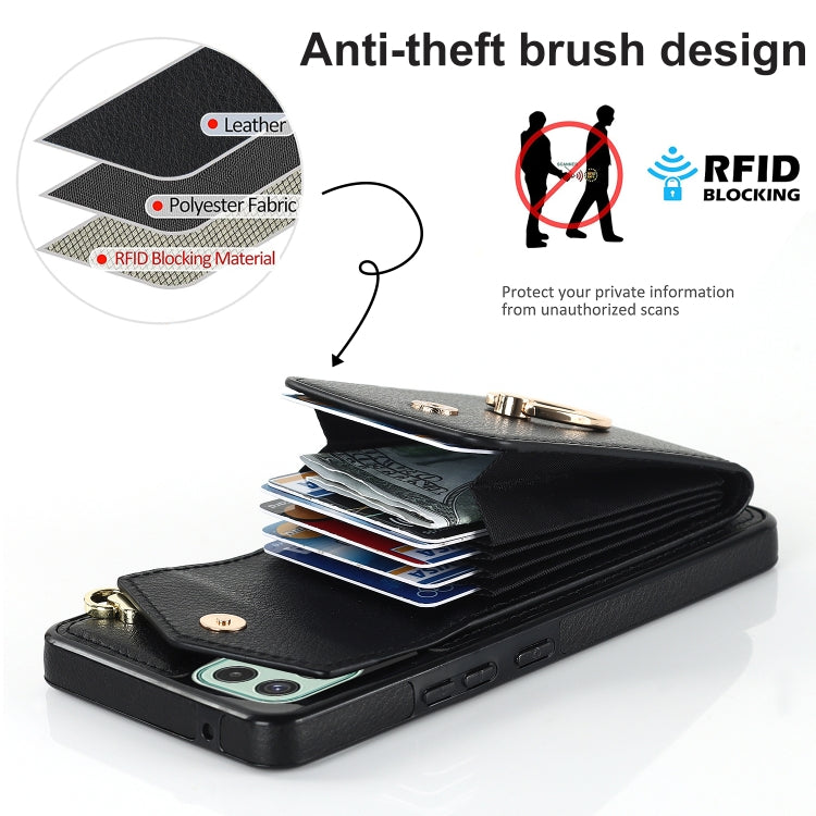 For Samsung Galaxy A22 5G Ring Holder RFID Card Slot Phone Case