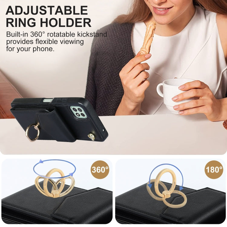 For Samsung Galaxy A22 5G Ring Holder RFID Card Slot Phone Case