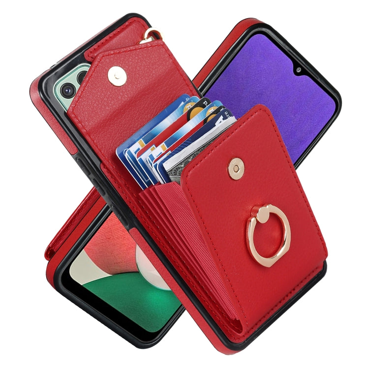 For Samsung Galaxy A22 5G Ring Holder RFID Card Slot Phone Case