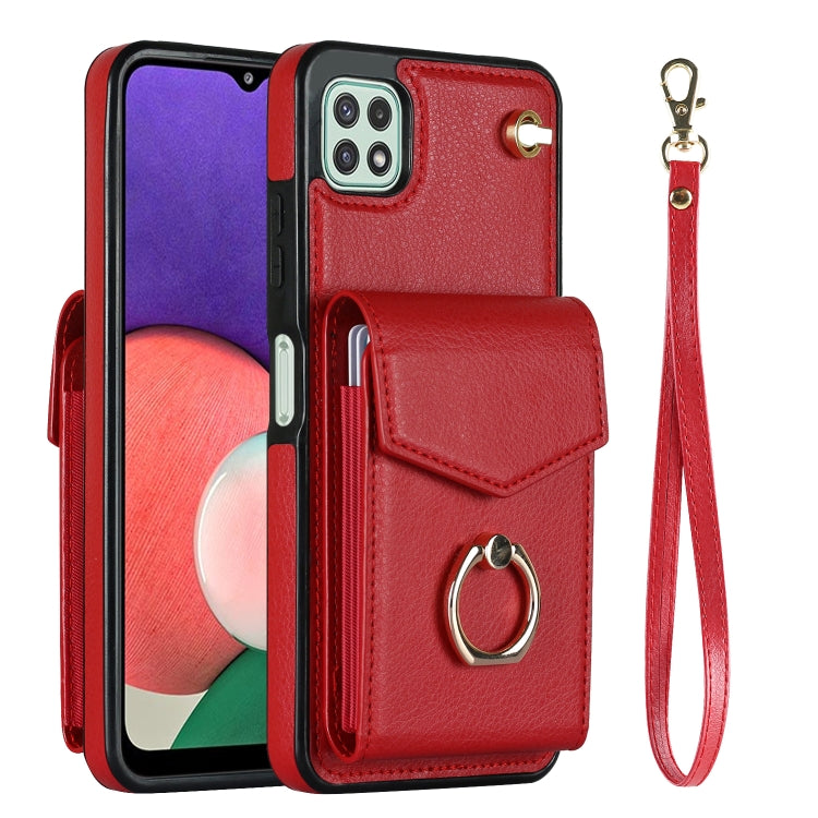 For Samsung Galaxy A22 5G Ring Holder RFID Card Slot Phone Case