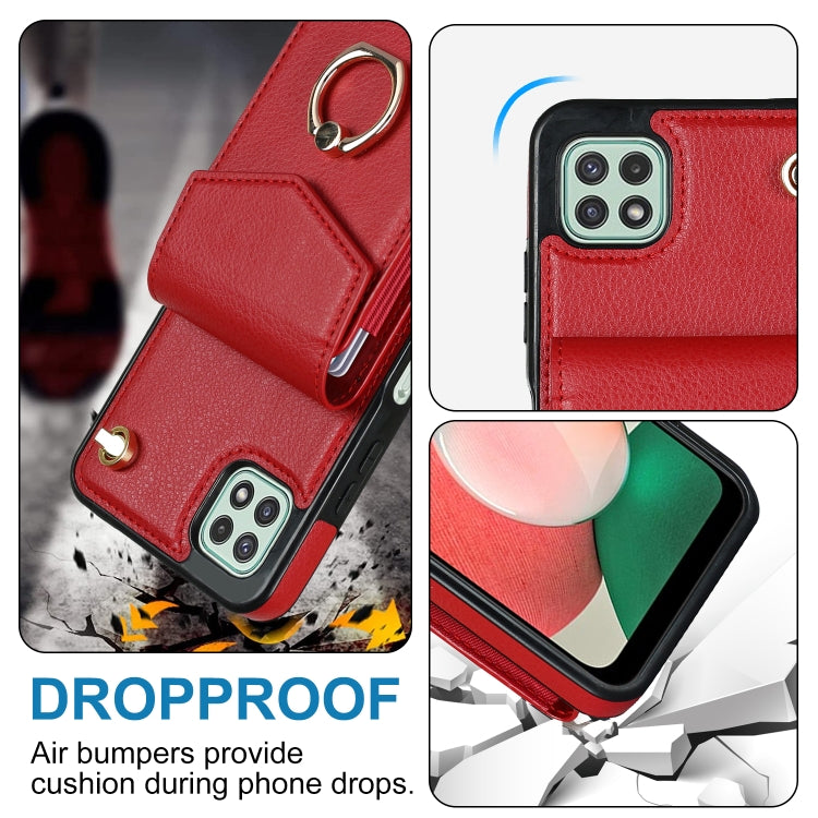 For Samsung Galaxy A22 5G Ring Holder RFID Card Slot Phone Case