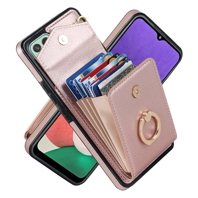 For Samsung Galaxy A22 5G Ring Holder RFID Card Slot Phone Case