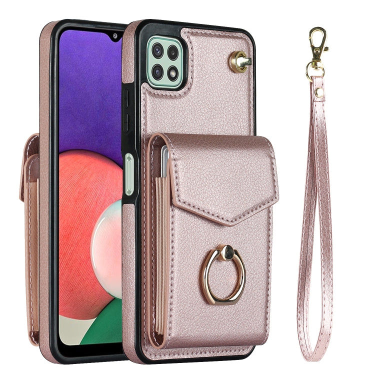 For Samsung Galaxy A22 5G Ring Holder RFID Card Slot Phone Case