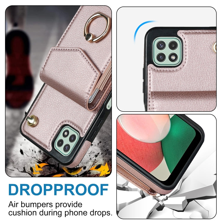 For Samsung Galaxy A22 5G Ring Holder RFID Card Slot Phone Case