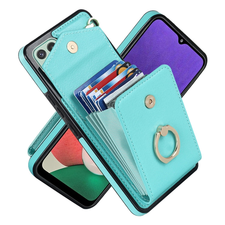 For Samsung Galaxy A22 5G Ring Holder RFID Card Slot Phone Case